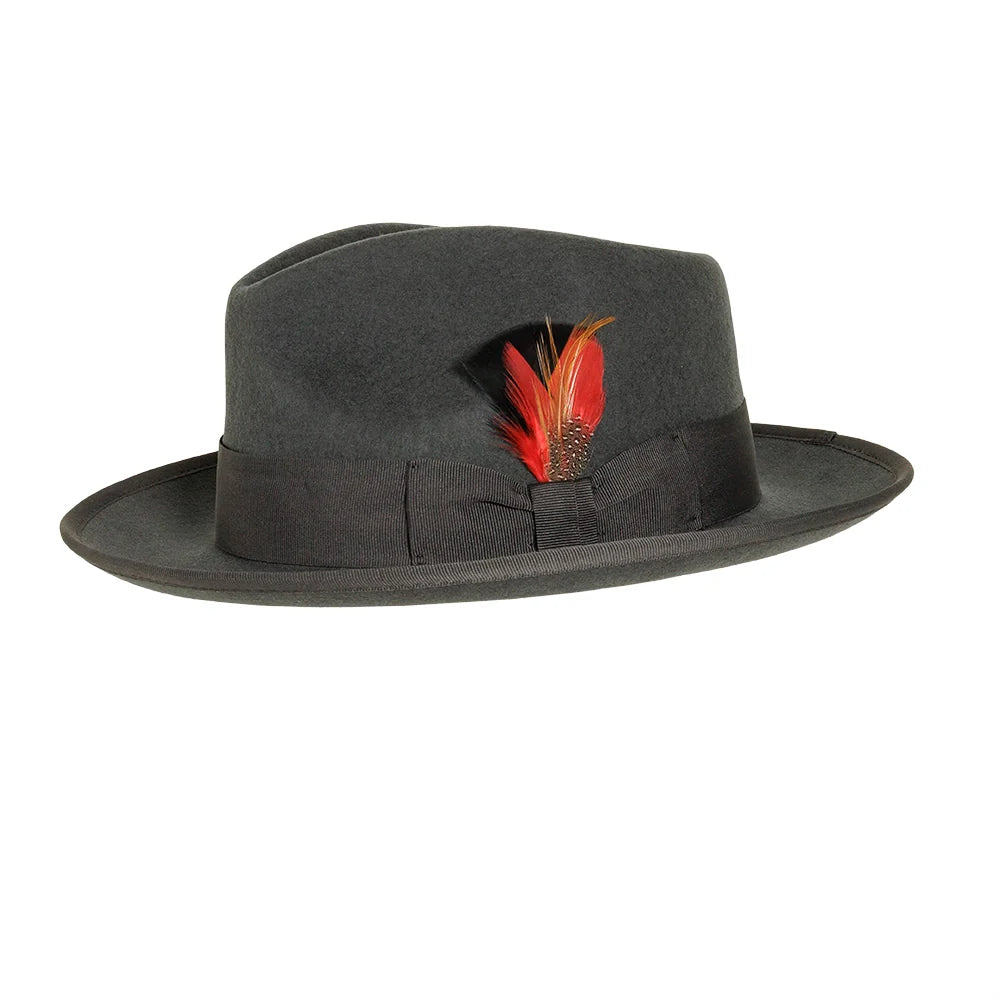 broadway grey fedora angled view