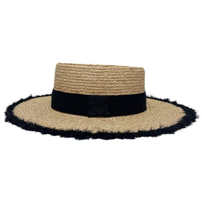 A side view of Brookside Natural Straw Sun Hat