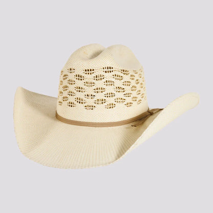 Cal | Mens Natural Vented Crown Woven Bangora Straw Cowboy Hat