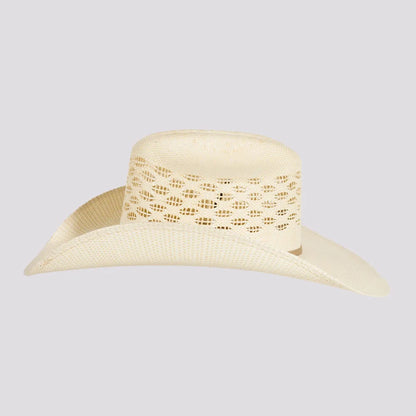 Cal | Mens Natural Vented Crown Woven Bangora Straw Cowboy Hat