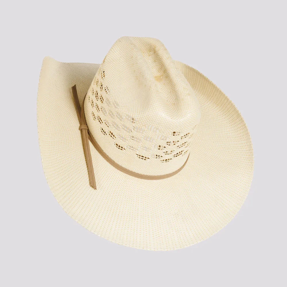 Cal | Mens Natural Vented Crown Woven Bangora Straw Cowboy Hat