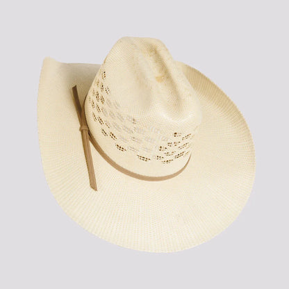 Cal | Mens Natural Vented Crown Woven Bangora Straw Cowboy Hat