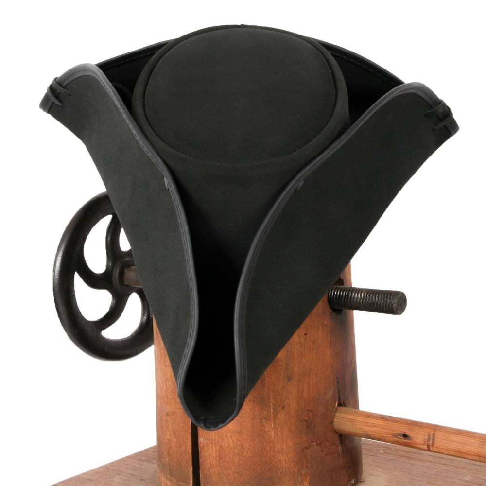 Blackbeard Pirate Cowhide Leather Hat by American Hat Makers close up view