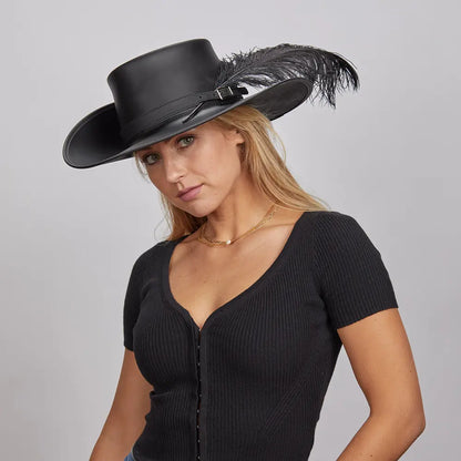 Cavalier Feather | Womens Renaissance Fair Leather Hat