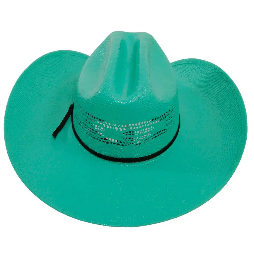 turquoise straw chelsea cowgirl hat back view