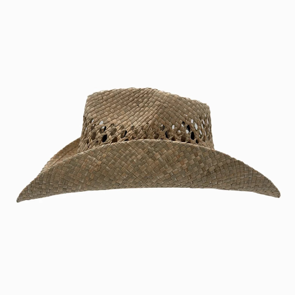 Coastal | Mens Natural Seagrass Western Curl Pinch Front Straw Cowboy Hat