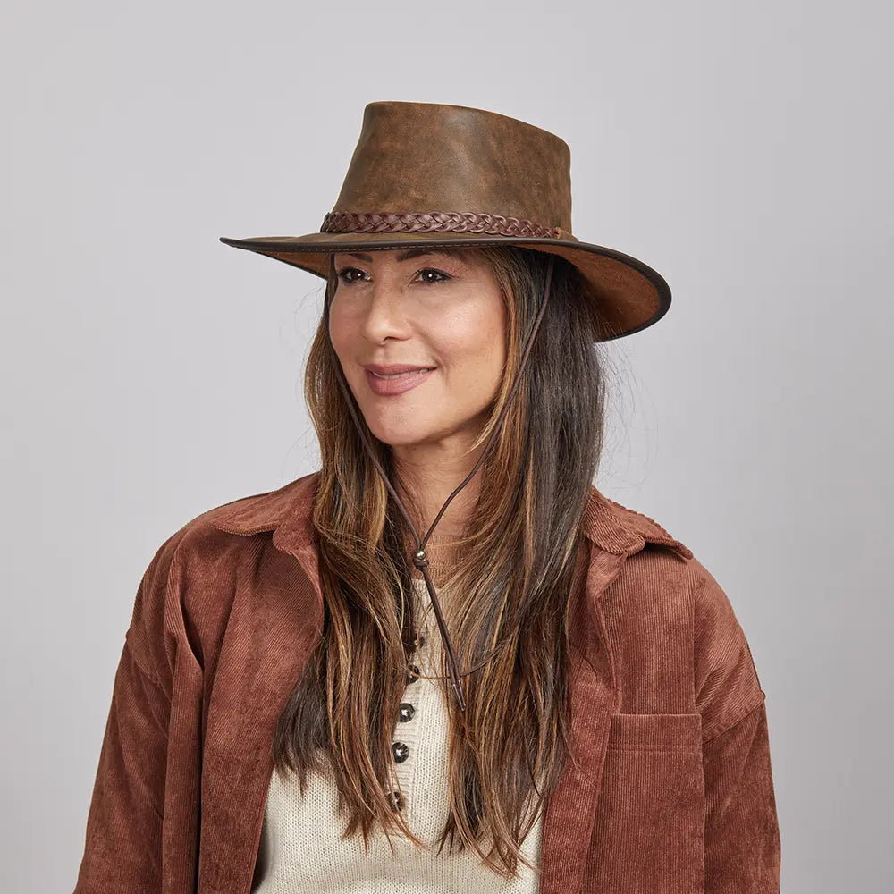 Crusher | Womens Leather Crushable Outback Hat