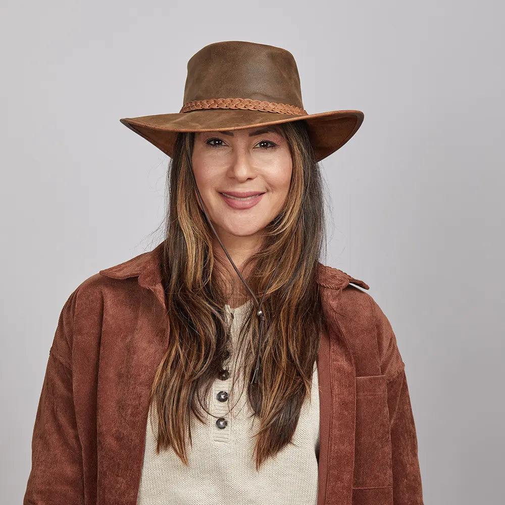 Crusher | Womens Leather Crushable Outback Hat