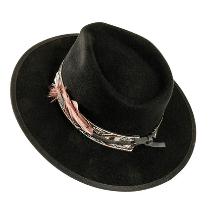 Denali Black Felt Fedora Angled Side View