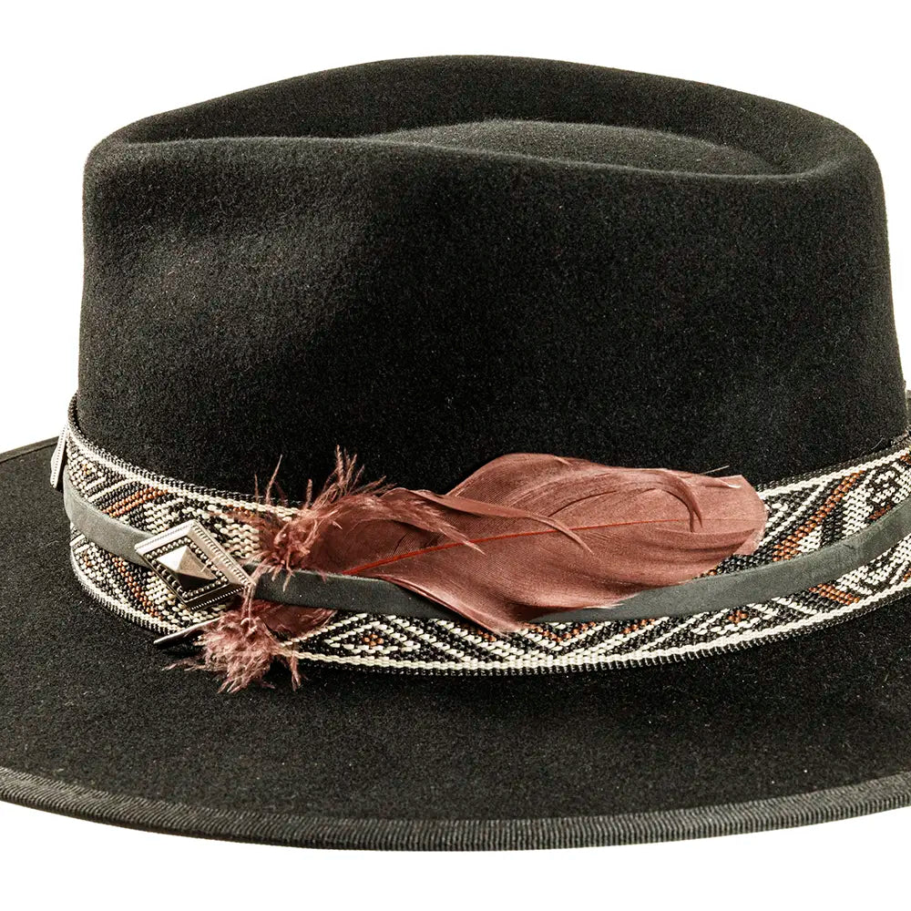 Denali Black Felt Fedora Closer View