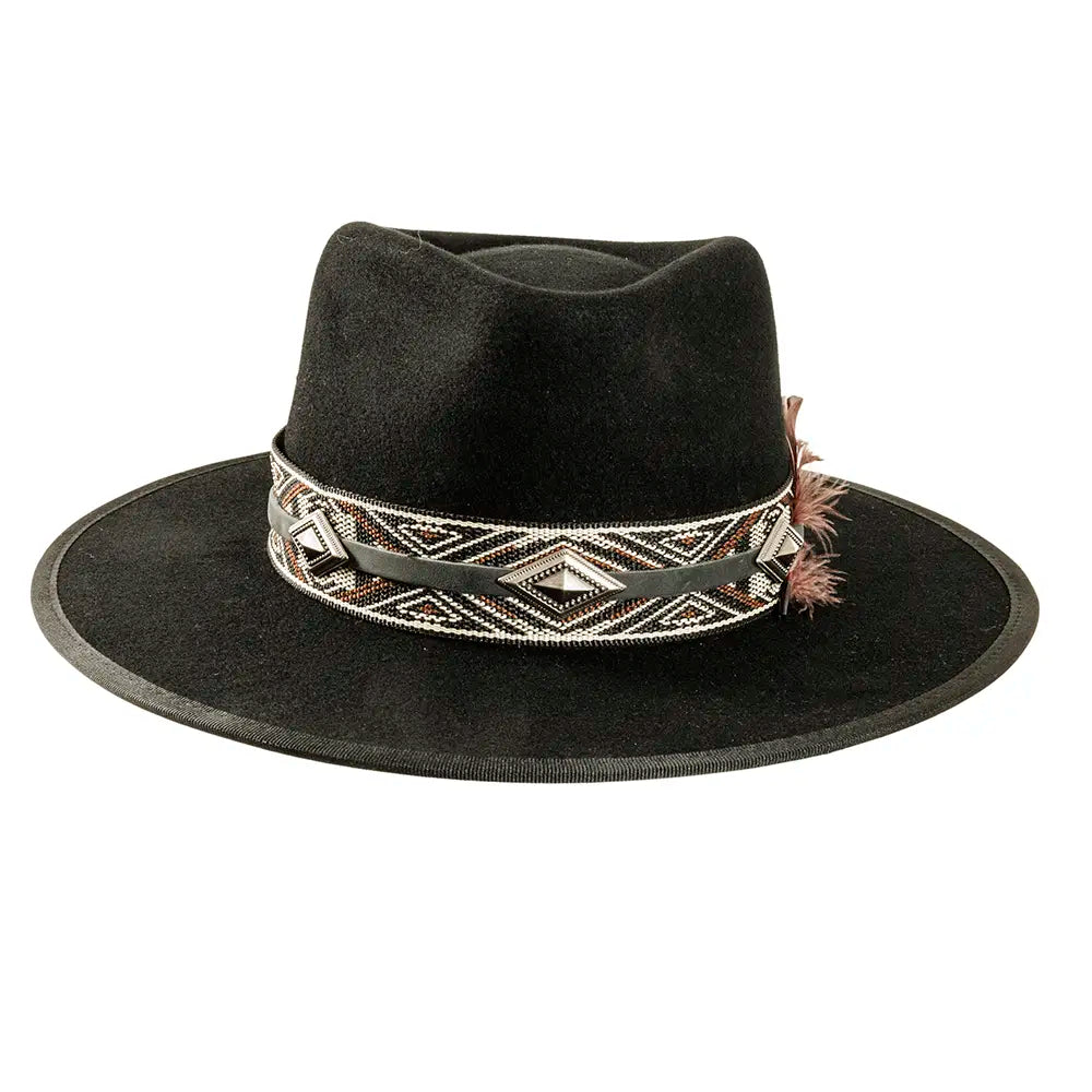 Denali Black Felt Fedora Front View