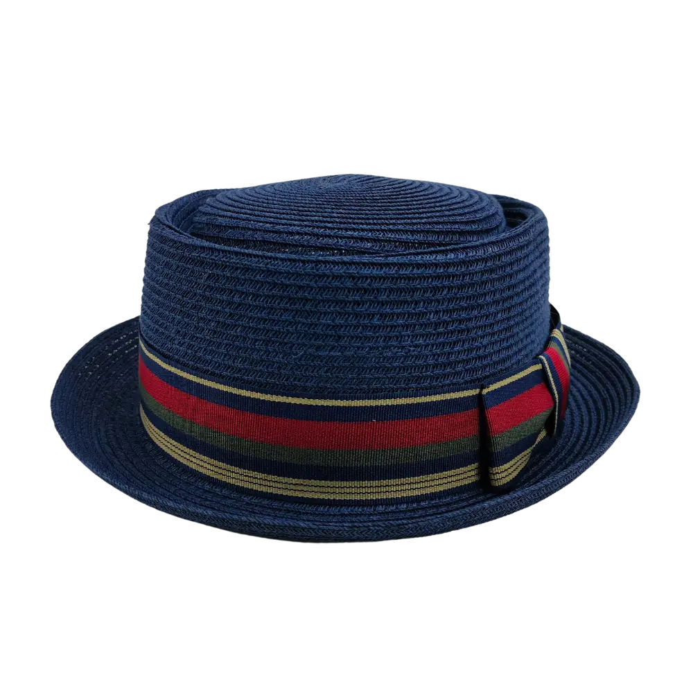 Detroit Navy Sun Straw Hat Front View