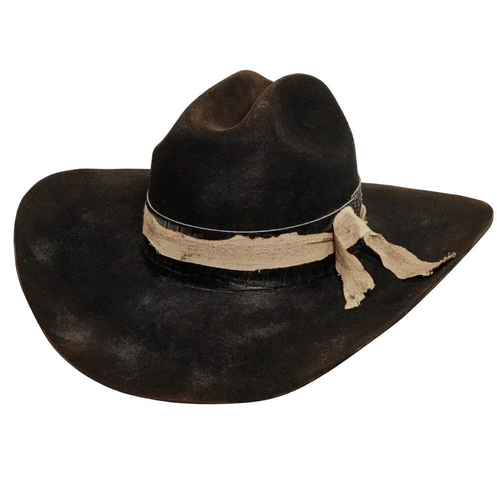 dirty cantina black cowboy hat angled view