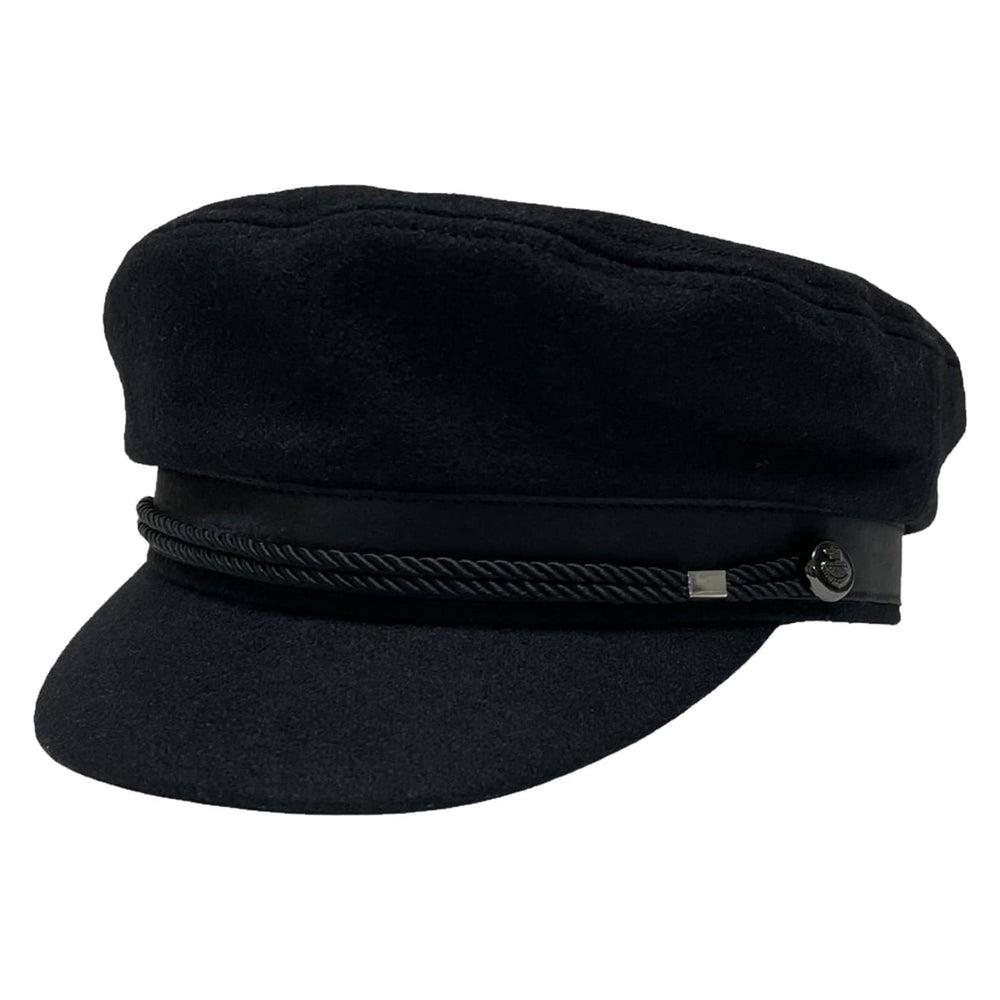 Downtown Black Wool Polyester Cap by American Hat Makers angled left view