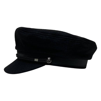 A side view of a Downtown Black Wool Polyester Cap 