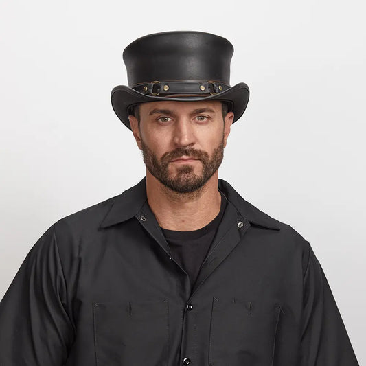 El Dorado SR2 | Mens Leather Top Hat with SR2 Hat Band