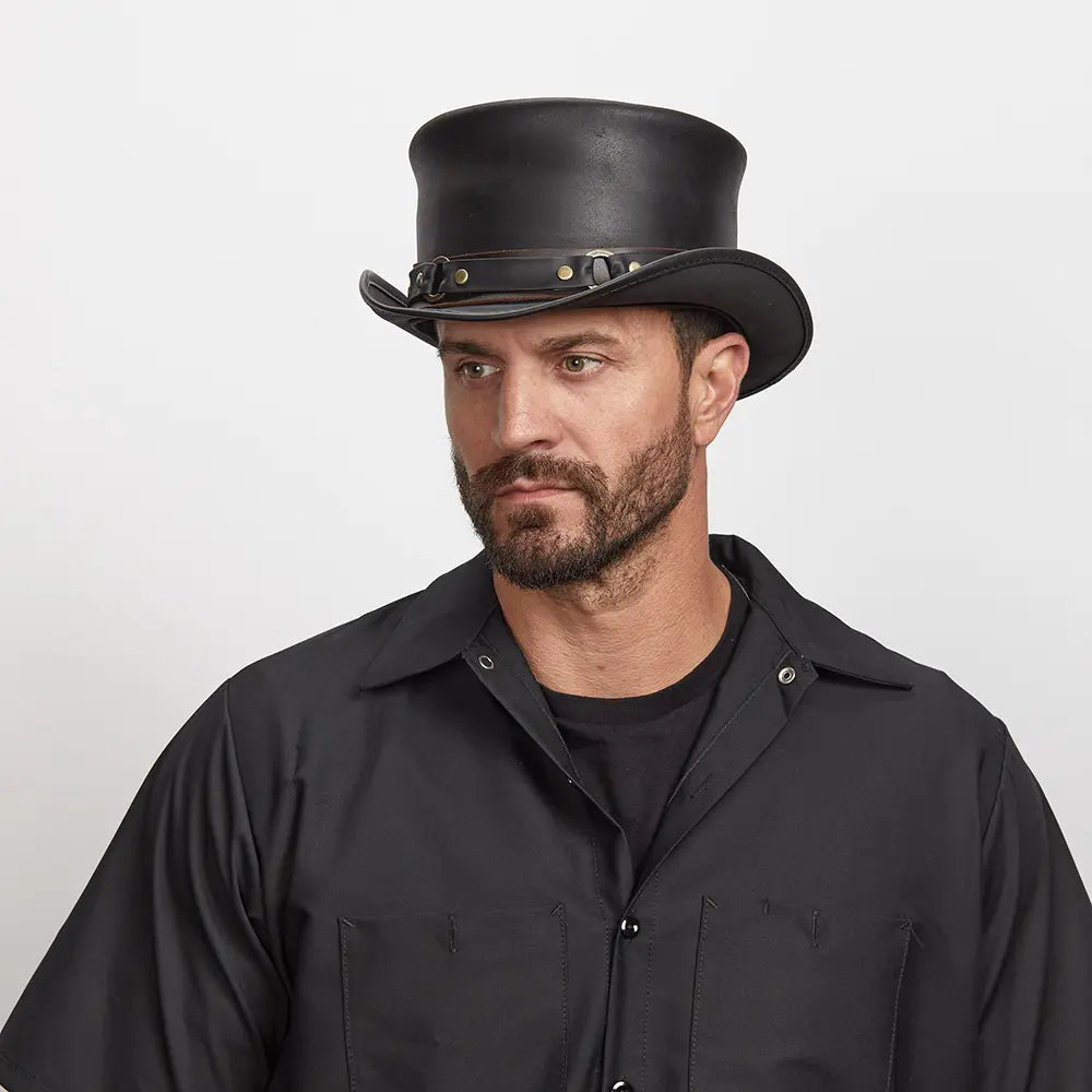 El Dorado SR2 | Mens Leather Top Hat with SR2 Hat Band