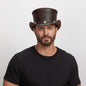 El Dorado Buffalo Nickel | Mens Leather Top Hat with Buffalo Nickel Hat Band