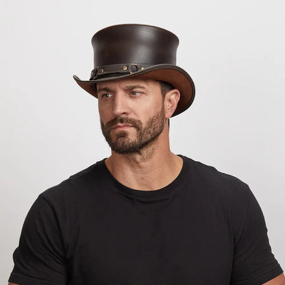 El Dorado SR2 | Mens Leather Top Hat with SR2 Hat Band