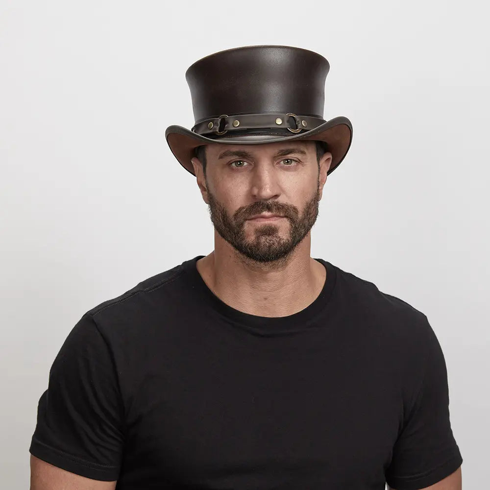 El Dorado SR2 | Mens Leather Top Hat with SR2 Hat Band