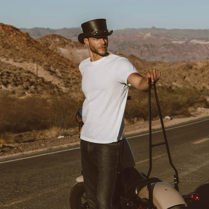 El Dorado SR2 | Mens Leather Top Hat with SR2 Hat Band