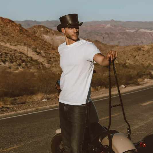 El Dorado SR2 | Mens Leather Top Hat with SR2 Hat Band