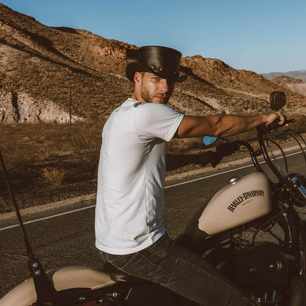El Dorado SR2 | Mens Leather Top Hat with SR2 Hat Band