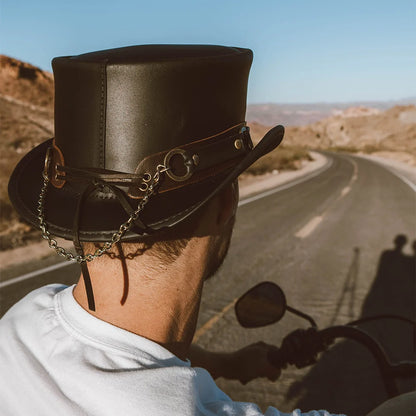 El Dorado SR2 | Mens Leather Top Hat with SR2 Hat Band
