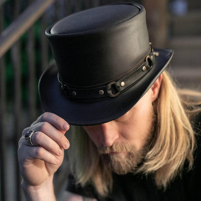 El Dorado Black Top Hat with SR2 Band by American Hat Makers - Hover