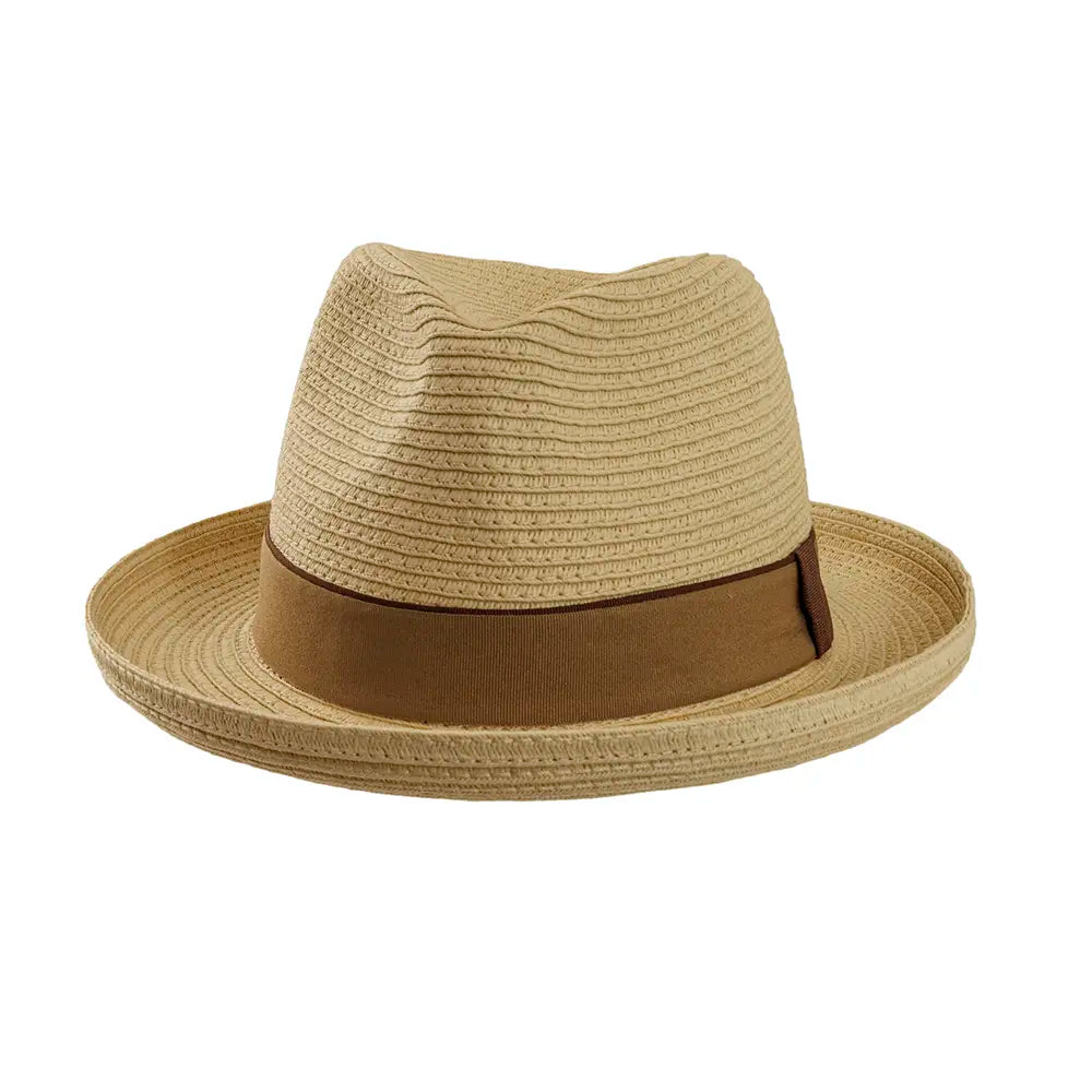 Emilio Natural Sun Straw Fedora Hat Front View