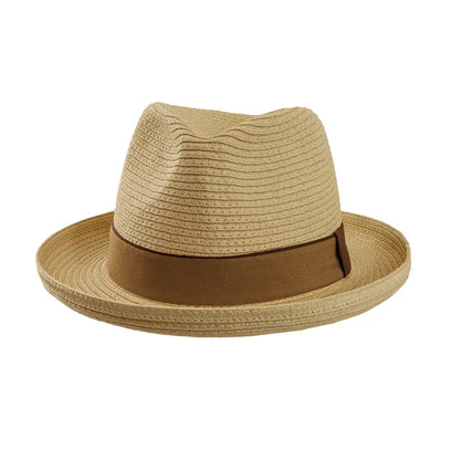 Emilio Natural Sun Straw Fedora Hat Front View