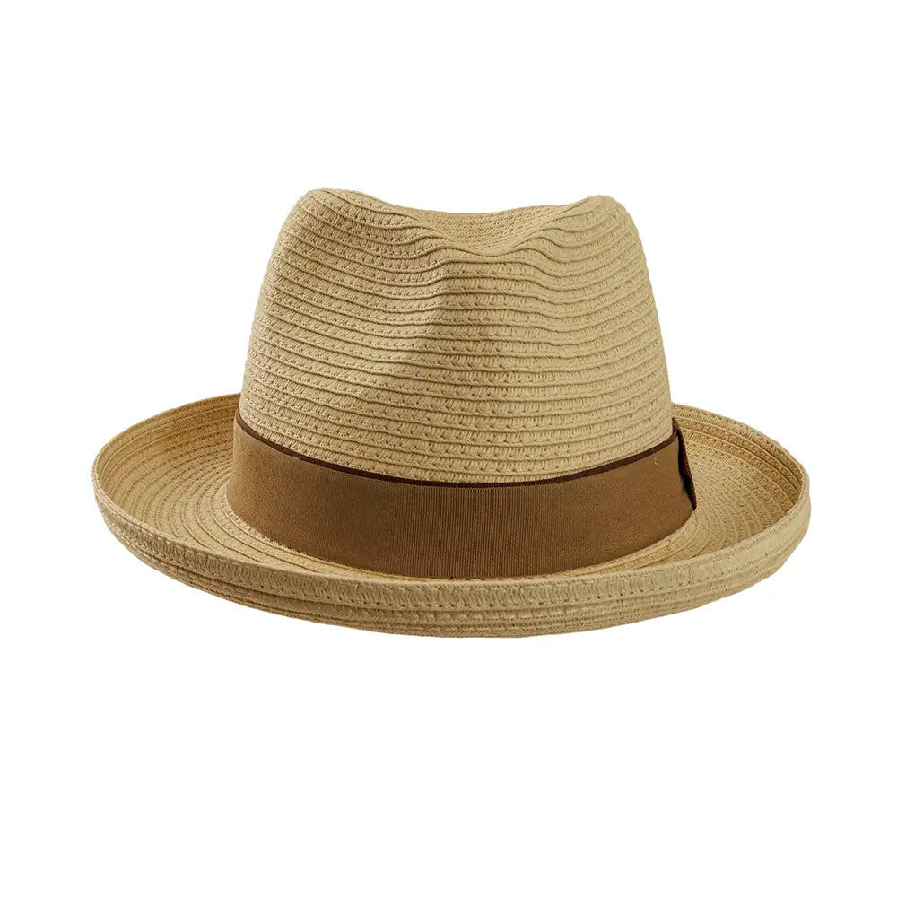 Emilio Natural Sun Straw Fedora Hat Front View