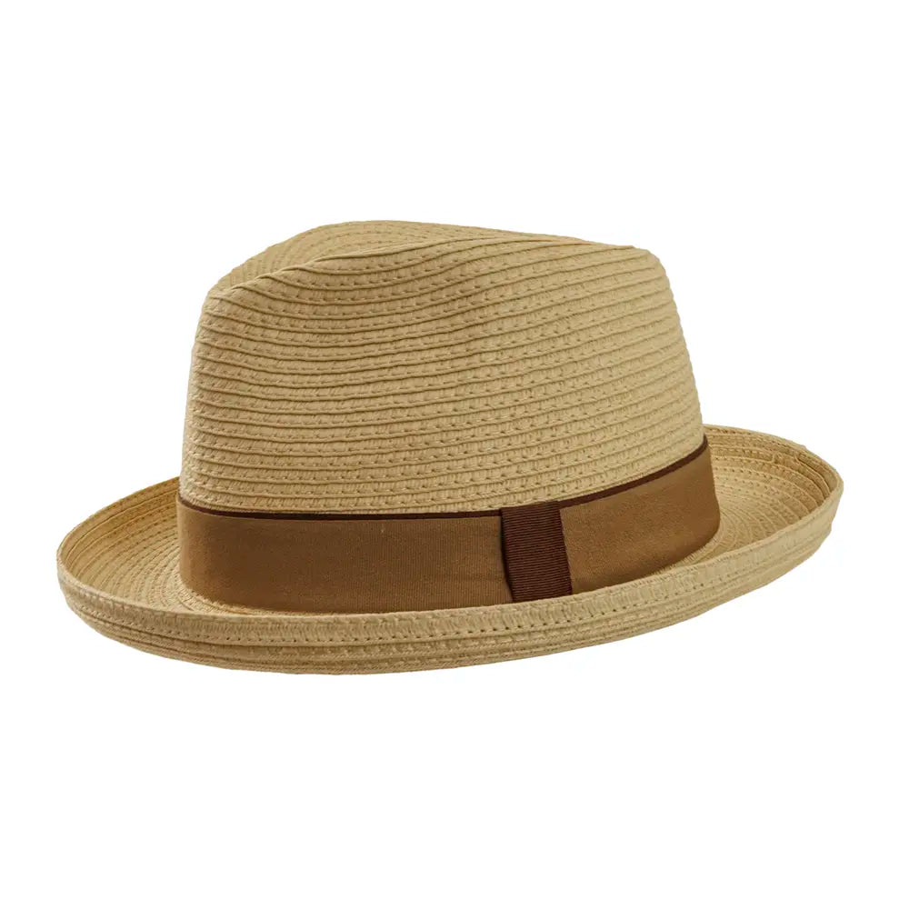 Emilio Natural Sun Straw Fedora Hat Angled View