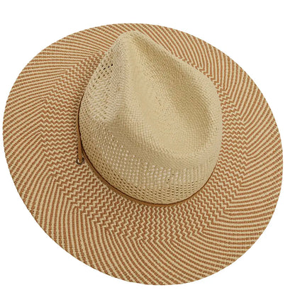 Ezra Natural Sun Straw Hat Top Angled View