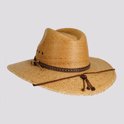 Falcon | Mens Tan Fine Mexican Palm Wide Brim Straw Sun Hat