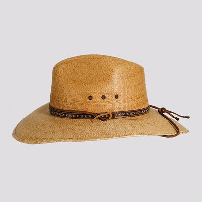 Falcon | Mens Tan Fine Mexican Palm Wide Brim Straw Sun Hat