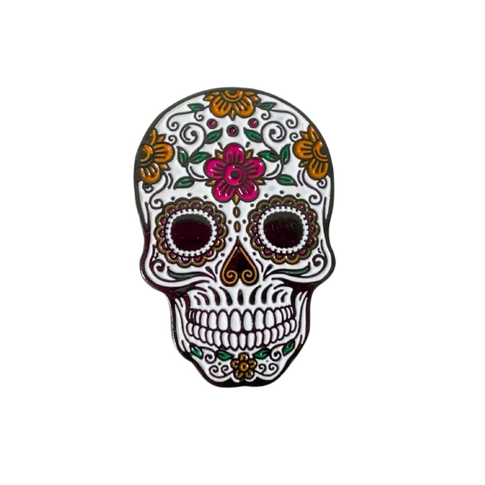 Flowered Skull Magnetic Hat Pin