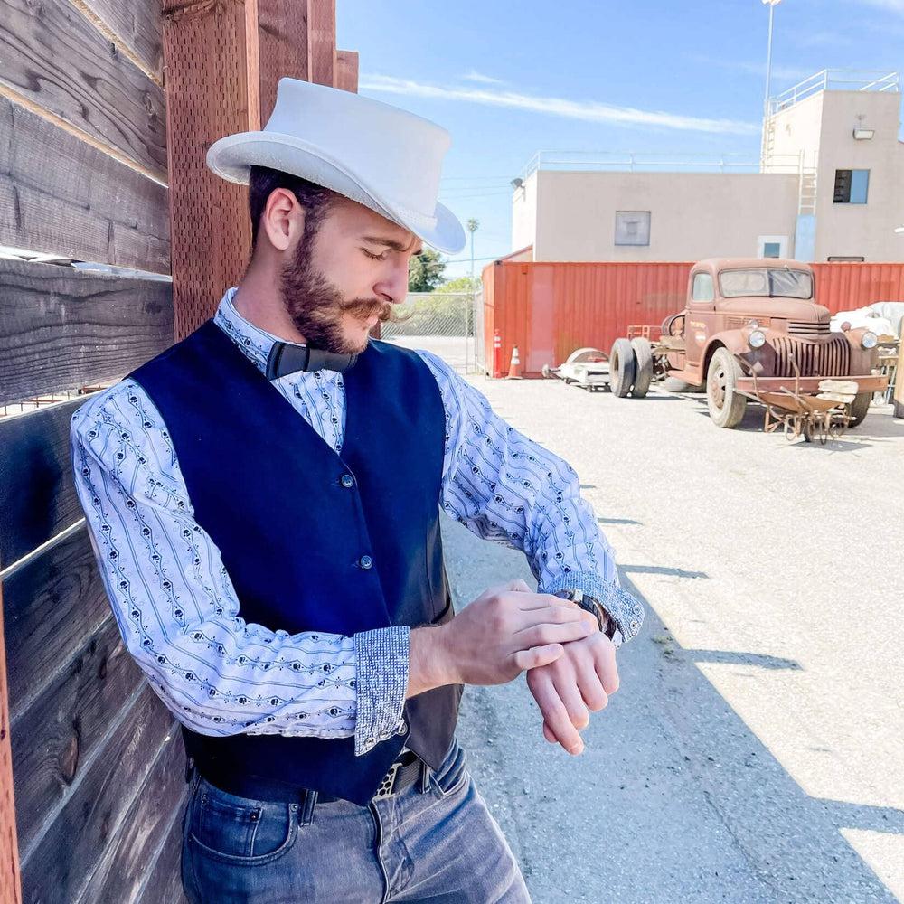 Ghost Rider White Leather Top Hat by American Hat Makers - Hover