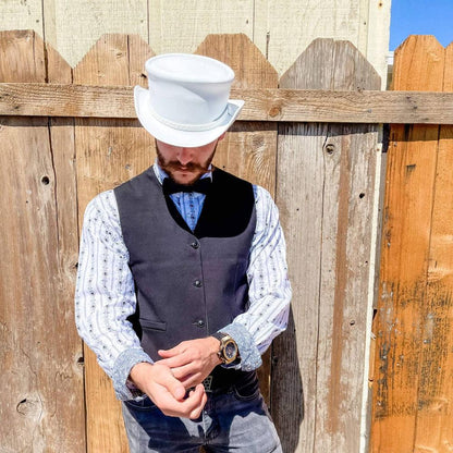 Ghost Rider White Leather Top Hat by American Hat Makers