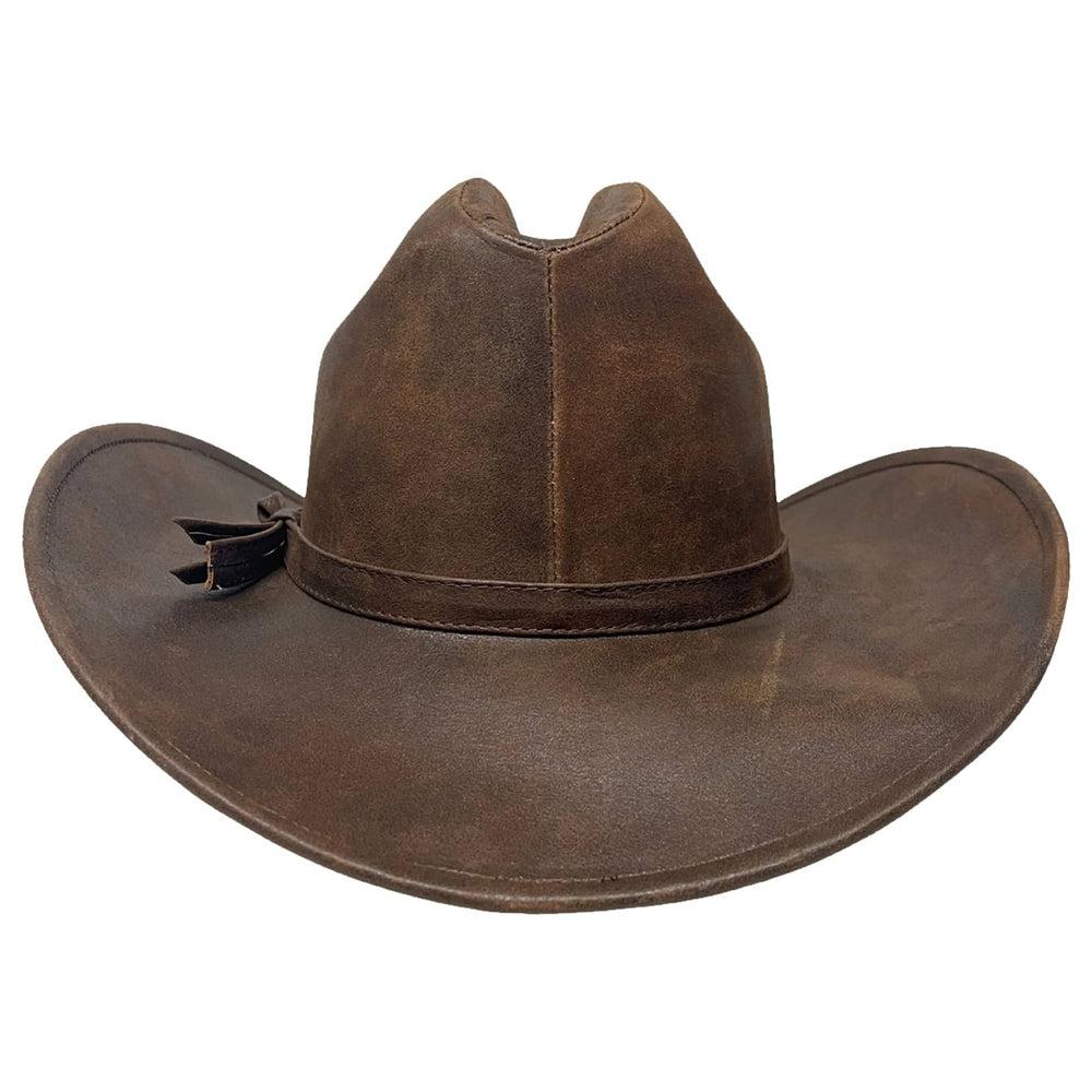 A back view of a Gorge Leather Cattleman Brown Cowboy Hat 