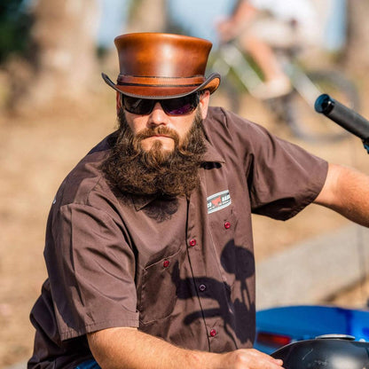 Hampton Cyprus Tan Leather Top Hat by American Hat Makers