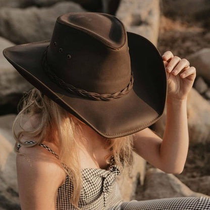 Hollywood Brown Leather Cowboy Hat by American Hat Makers