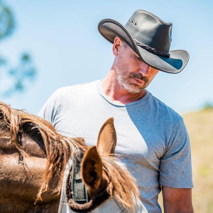 Hollywood Brown Leather Cowboy Hat by American Hat Makers - Hover