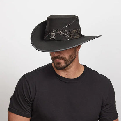 Hook | Mens Black Suede Leather Cavalier Hat