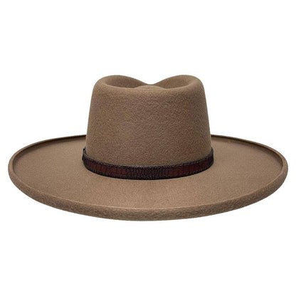 A back view of Hudson Bark Felt Fedora Hat 