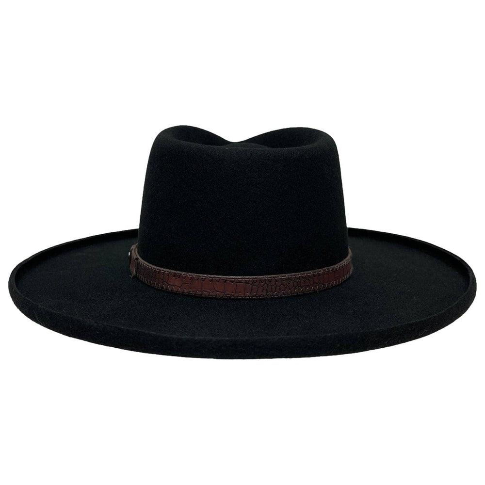 A back view of Hudson Black Felt Fedora Hat 