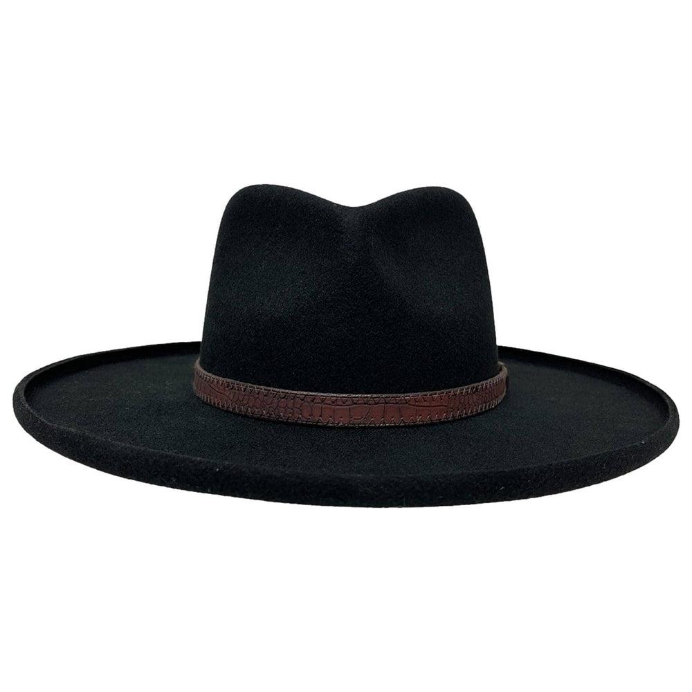 A front view of Hudson Black Felt Fedora Hat 