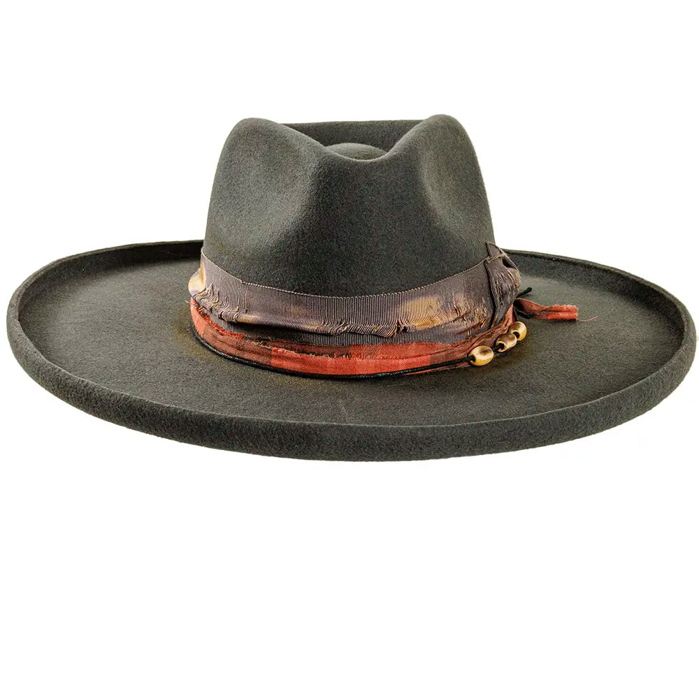 Hutton Gun Metal Felt Fedora Hat Front View