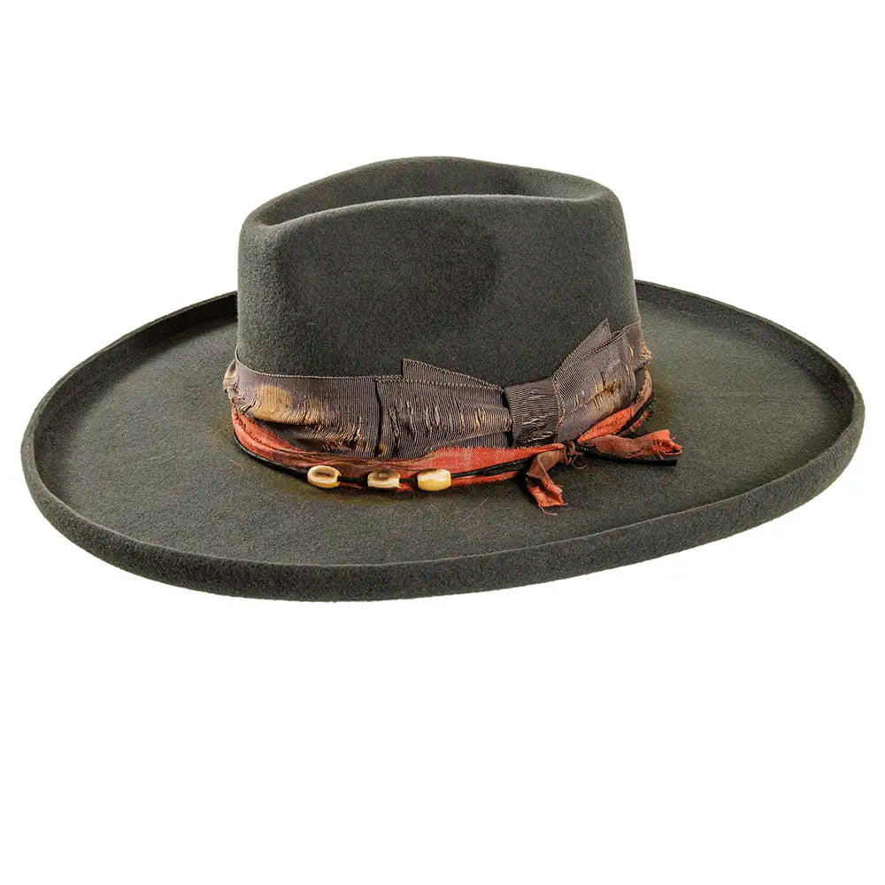 Hutton Gun Metal Felt Fedora Hat Side View