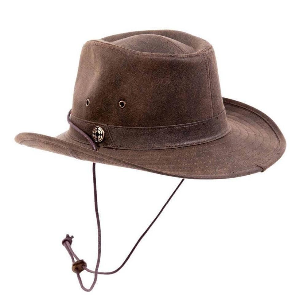 Irwin Brown Fabric Outback Fedora Hat by American Hat Makers angled right view